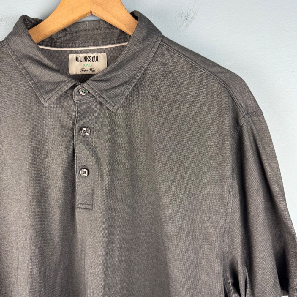 Linksoul Tempus Fugit Golf Polo‎ Shirt Men's 2XL Gray Short Sleeve Performance